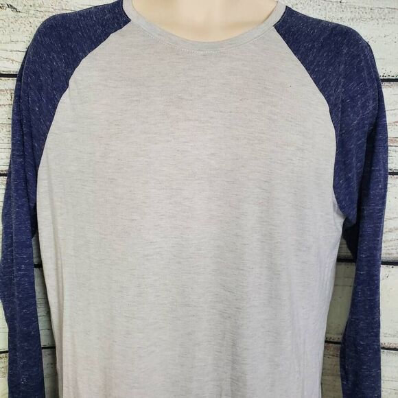 Departwest Men’s L Gray Blue Raglan Baseball Tee Long Sleeve Casual - Picture 2 of 7
